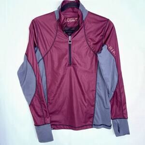 Ariat TEK Sunstopper 3.0 1/4 Zip Baselayer Burgundy & Grey Women’s Size SMALL